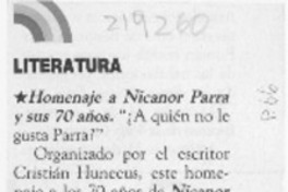 Homenaje a Nicanor Parra y sus 70 años