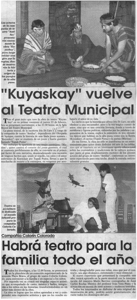 "Kuyaskay" vuelve al Teatro Municipal