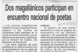 Dos magallánicos participan en encuentro nacional de poetas  [artículo].