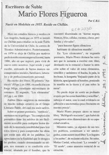 Mario Flores Figueroa  [artículo] C. R. I.