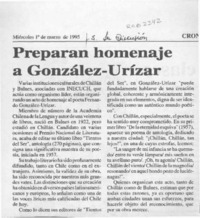 Preparan homenaje a González-Urízar  [artículo].