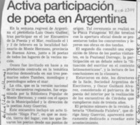 Activa participación de poeta en Argentina  [artículo].