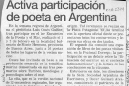 Activa participación de poeta en Argentina  [artículo].