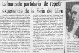 Lafourcade partidario de repetir experiencia de la Feria del Libro  [artículo].