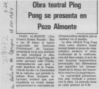 Obra teatral Ping Pong se presenta en Pozo Almonte