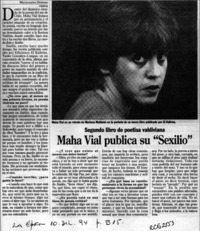 Maha Vial publica su "Sexilio"  [artículo] Magdalena Donoso.