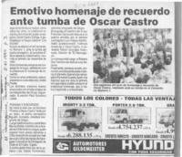 Emotivo homenaje de recuerdo ante tumba de Oscar Castro  [artículo].