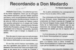 Recordando a Don Medardo  [artículo] Ricardo Sepúlveda C.