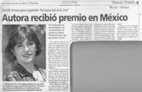Autora recibió premio en México  [artículo].