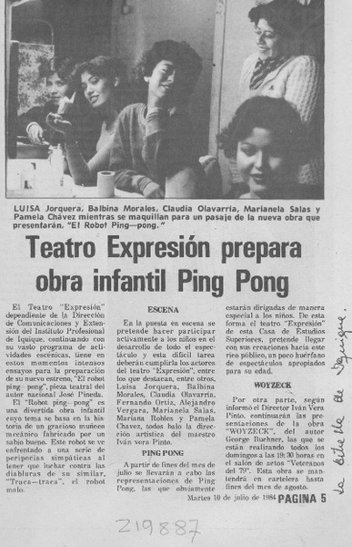 Teatro Expresión prepara obra infantil Ping Pong
