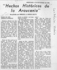 "Hechos históricos de la Araucanía"  [artículo] Enrique A. Muñoz Salvo.