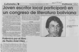 Joven escritor local participará en un congreso de literatura boliviana