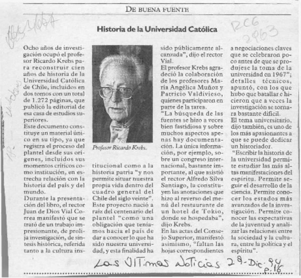 Historia de la Universidad Católica  [artículo].