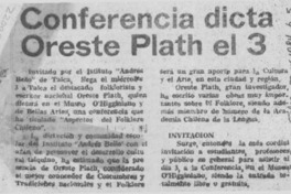 Conferencia dicta Oreste Plath el 3
