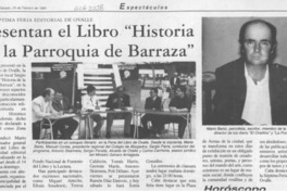 Presentan libro "Historia de la Parroquia de Barraza"  [artículo].