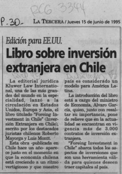 Libro sobre inversión extranjera en Chile  [artículo].