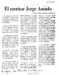 El escritor Jorge Amado  [artículo] José Vargas Badilla.