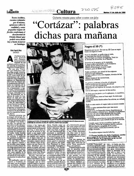 "Cortázar", palabras dichas para mañana  [artículo] María Eugenia Meza.