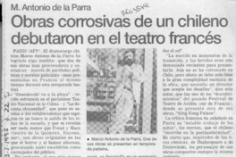 Obras corrosivas de un chileno debutaron en el teatro francés  [artículo].