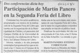 Participación de Martín Panero en la segunda feria del libro  [artículo].