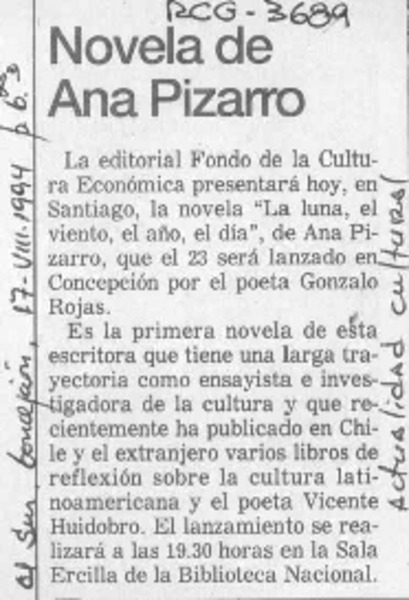 Novela de Ana Pizarro  [artículo].