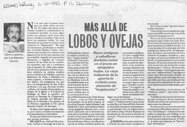 Más allá de lobos y ovejas  [artículo] Luis Sánchez Latorre.