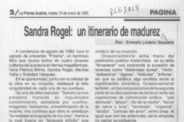Sandra Rogel, un itinerario de madurez  [artículo] Ernesto Livacic Gazzano.