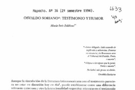 Osvaldo Soriano, testimonio y humor  [artículo] María Inés Zaldívar.