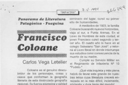 Francisco Coloane  [artículo] Carlos Vega Letelier.