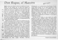 Don Roque, el maestro  [artículo] Claudio Salcedo Robles.