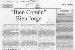 "Bien común" bien Jorge  [artículo] Gabriel Rodríguez.
