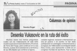 Desenka Vukasovic en la ruta del éxito  [artículo] Sandra Rogel.