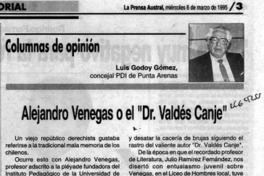 Alejandro Venegas o el "Dr. Valdés Canje"  [artículo] Godoy Gómez Luis.