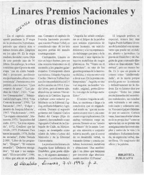 Linares, Premios Nacionales y otras distinciones  [artículo].