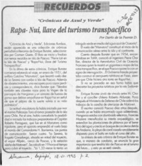Rapa-Nui, llave del turismo transpacífico  [artículo] Darío de la Fuente D.