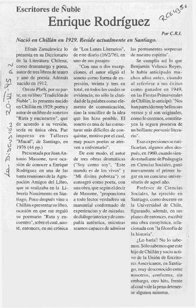 Enrique Rodríguez  [artículo] C. R. I.