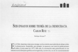 Seis ensayos sobre teoría de la democracia  [artículo] Rodrigo Alvayay.