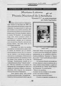 Mariano Latorre, Premio Nacional de Literatura  [artículo] Carlos Vega Letelier.