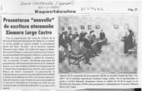 Presentaron "nouvelle" de escritora Xiomara Largo Castro  [artículo].