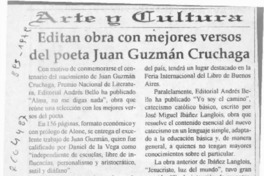 Editan obra con mejores versos del poeta Juan Guzmán Cruchaga  [artículo].