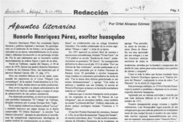 Honorio Henríquez Pérez, escritor huasquino  [artículo] Oriel Alvarez Gómez.