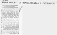 Emma Jauch, "De remembranzas y olvidanzas"  [artículo] José Arraño Acevedo.