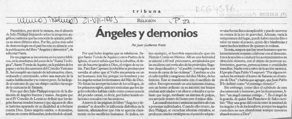 Angeles y demonios  [artículo] Juan Guillermo Prado.