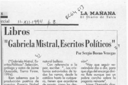 "Gabriela Mistral, escritos políticos"  [artículo] Sergio Bueno Venegas.