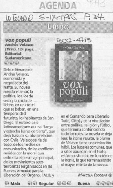 Vox populi  [artículo] Marcela Escobar Q.