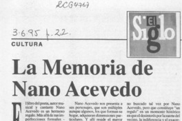 La memoria de Nano Acevedo  [artículo] Fernando Quilodrán.