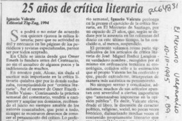 25 años de crítica literaria  [artículo] H. R. Cortés.
