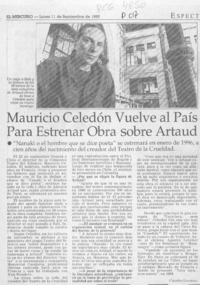 Mauricio Celedón vuelve al país para estrenar obra sobre Artaud  [artículo].