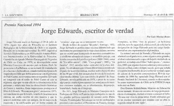 Jorge Edwards, escritor de verdad