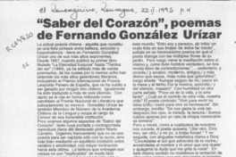 "Saber del corazón", poemas de Fernando González Urízar  [artículo] Luis Agoni Molina.